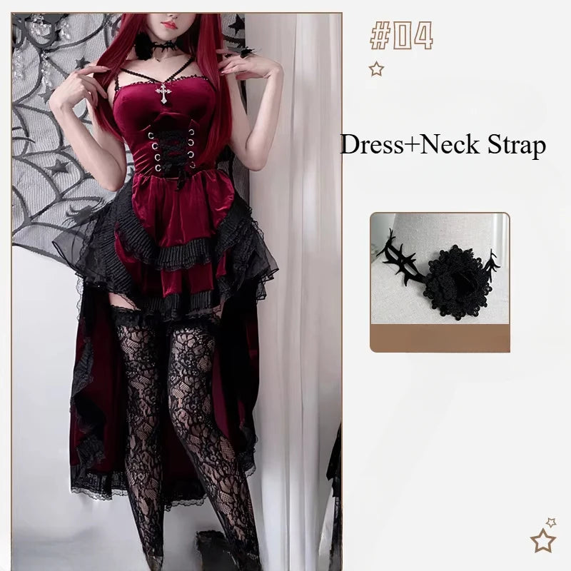 European and American Diablo Gothic Halloween Costume Ladies Dress Dovetail Witch Vampire Bride Performance Costume