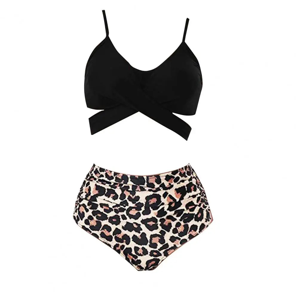 Summer Swimsuit  Stylish Cross Bandage Bra Panties Bikini Set  Breathable Bikini Set