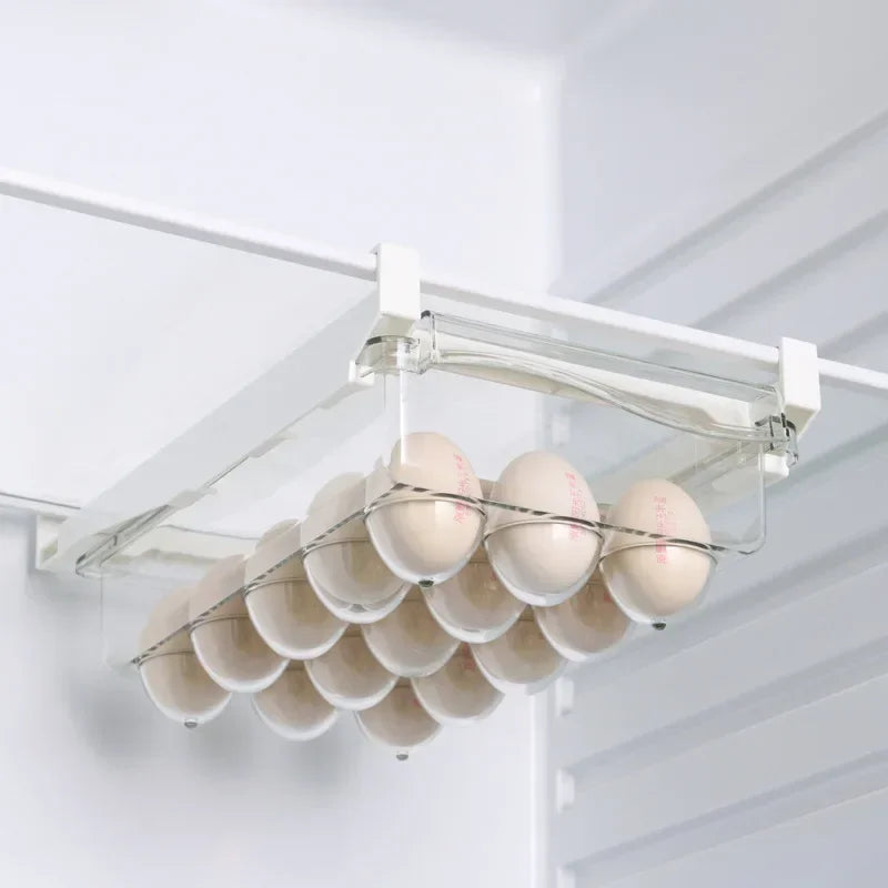 Caja de almacenamiento de alimentos tipo cajón para refrigerador, máquina para envasar frutas, soporte para estantes, contenedor deslizante de plástico para cocinar