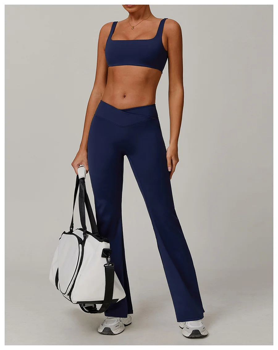 Nuevo conjunto de yoga para mujer, ropa deportiva para gimnasio, sujetador deportivo y pantalones cortos, conjuntos de leggings, atuendos de sensación desnuda, ropa deportiva femenina, chándal