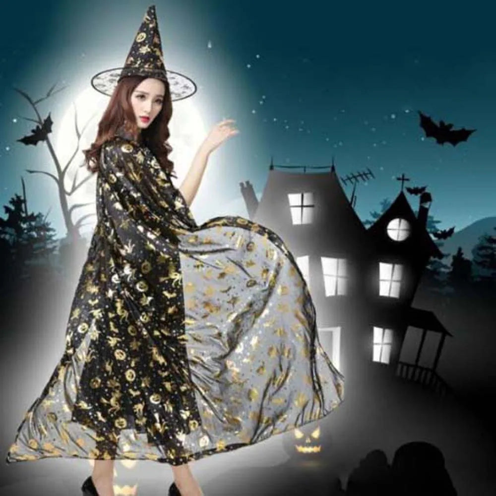Masquerade Show Performance Costumes Halloween Cloak Sets Pumpkin Ghost Scary Costumes Bat Hat Cosplay Wizard Robe Adult