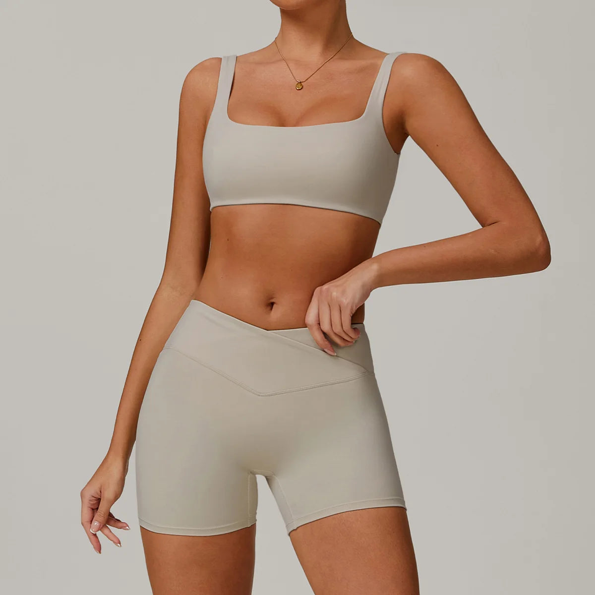 Nuevo conjunto de yoga para mujer, ropa deportiva para gimnasio, sujetador deportivo y pantalones cortos, conjuntos de leggings, atuendos de sensación desnuda, ropa deportiva femenina, chándal