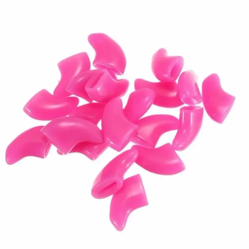 Preciosas 20 fundas de silicona suaves para uñas de gato, cubiertas adhesivas para garras de mascotas, protección para animales.