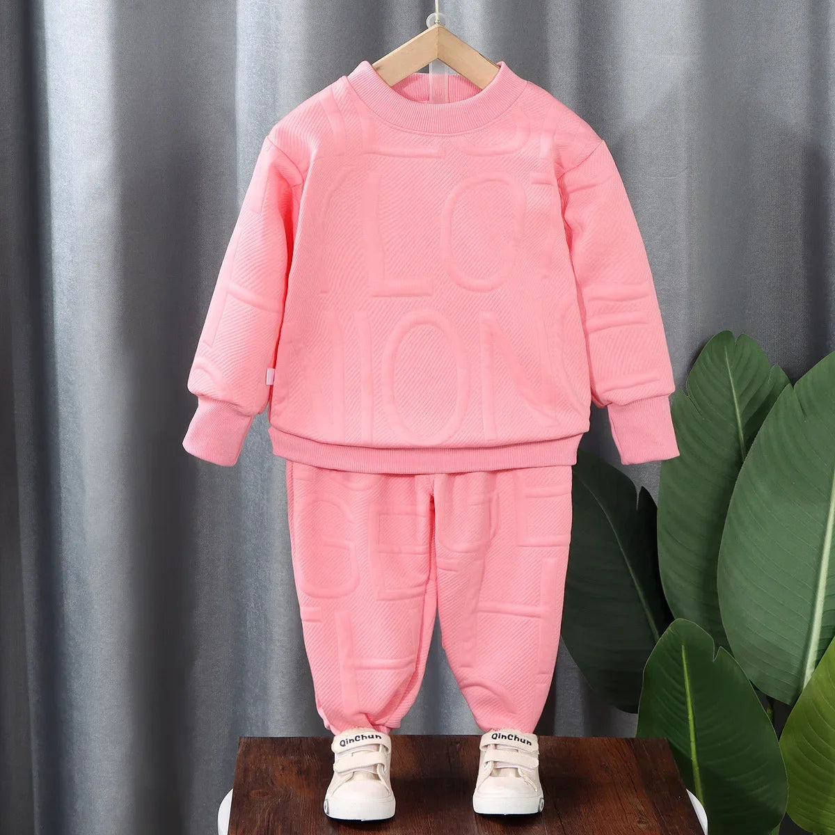 Ropa para niños, sudadera estampada de cuello redondo de manga larga y pantalones con puños, traje de 2 piezas, ropa exterior informal sencilla
