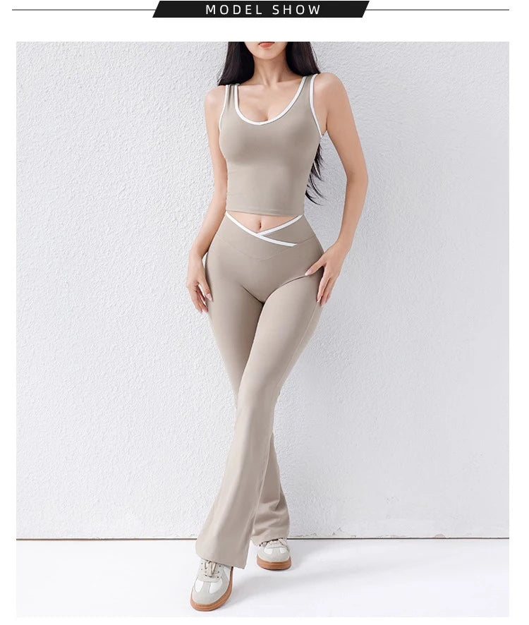 Women's CrossFlow Set: Open Back Top & 8" Shorts w/Second-Skin Fit & Run-Ready Yoga Trim