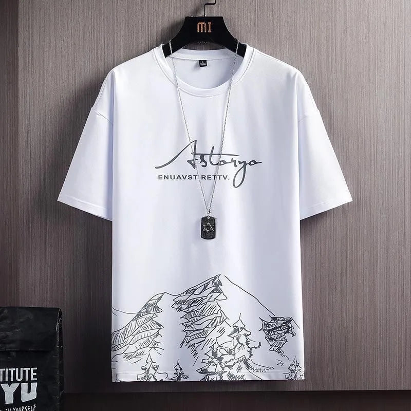 Conjunto informal de dos piezas para hombre, camiseta de manga corta y pantalones cortos, estilo veraniego, ropa deportiva y elegante.