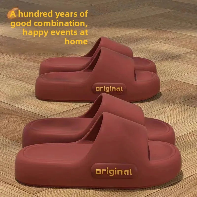 Pantuflas rojas de suela gruesa, antideslizantes y resistentes a los olores, estilo 2025, para el hogar, cómodas y de verano, de PVC.