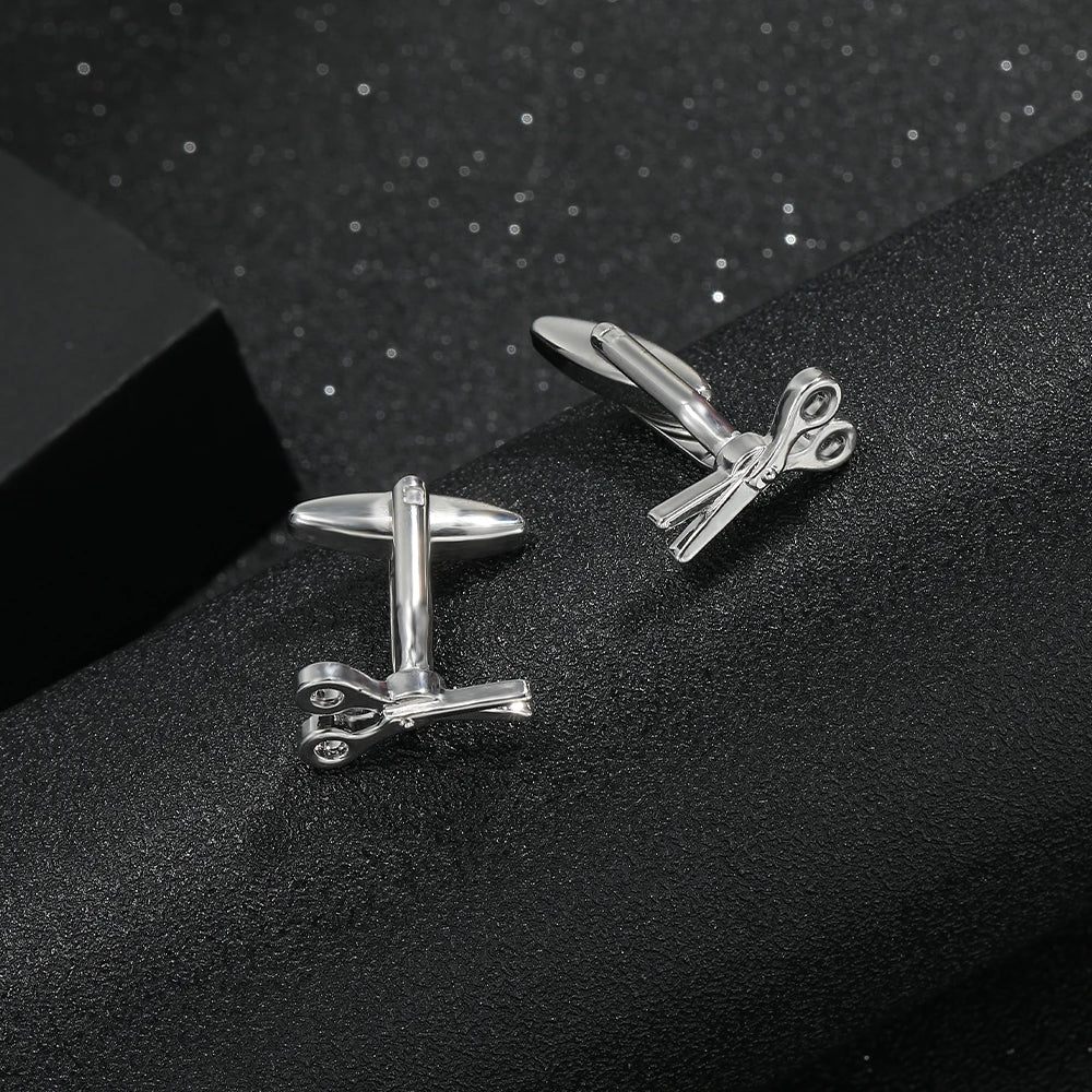 Colección de herramientas, joyería, gemelos con forma de tijera y martillo para hombres y niños, accesorios, regalo para festivales.