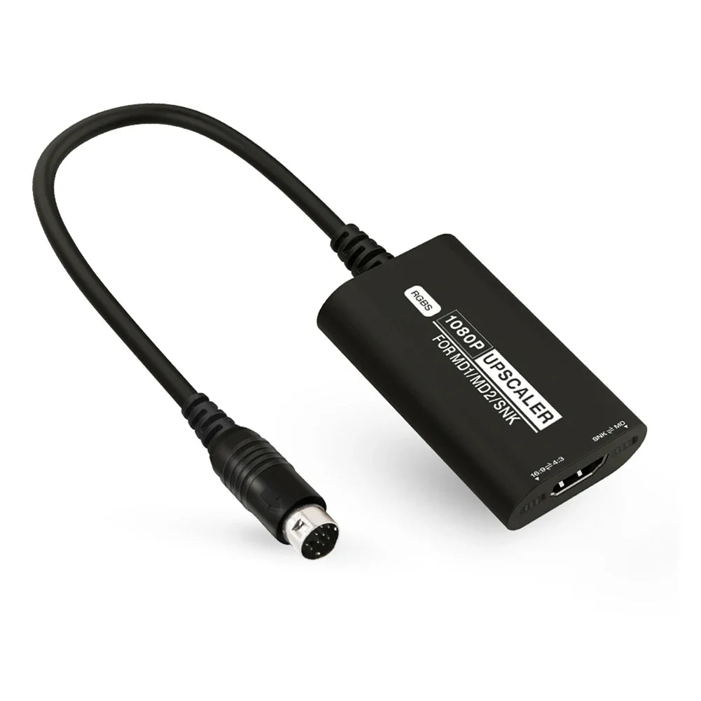 Adaptador de video para consola de juegos, convertidor RGBS compatible con HDMI, consola con interruptor de relación de aspecto, accesorios de juego para SEGA MD1 MD2 SNK