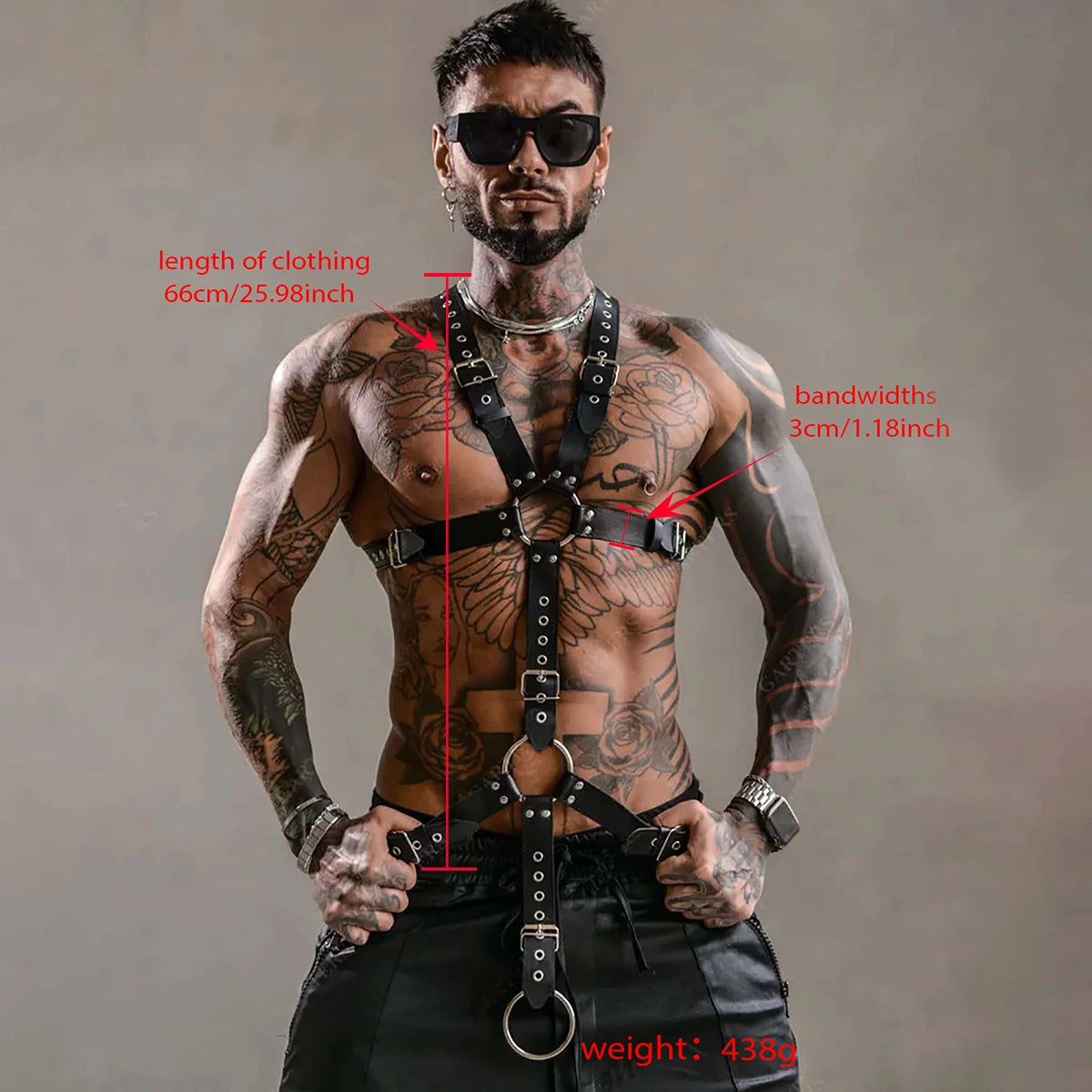 Arnés de caballo de cuero sintético para hombre, ajustable, para fiesta de disfraces, ideal para juegos de rol.