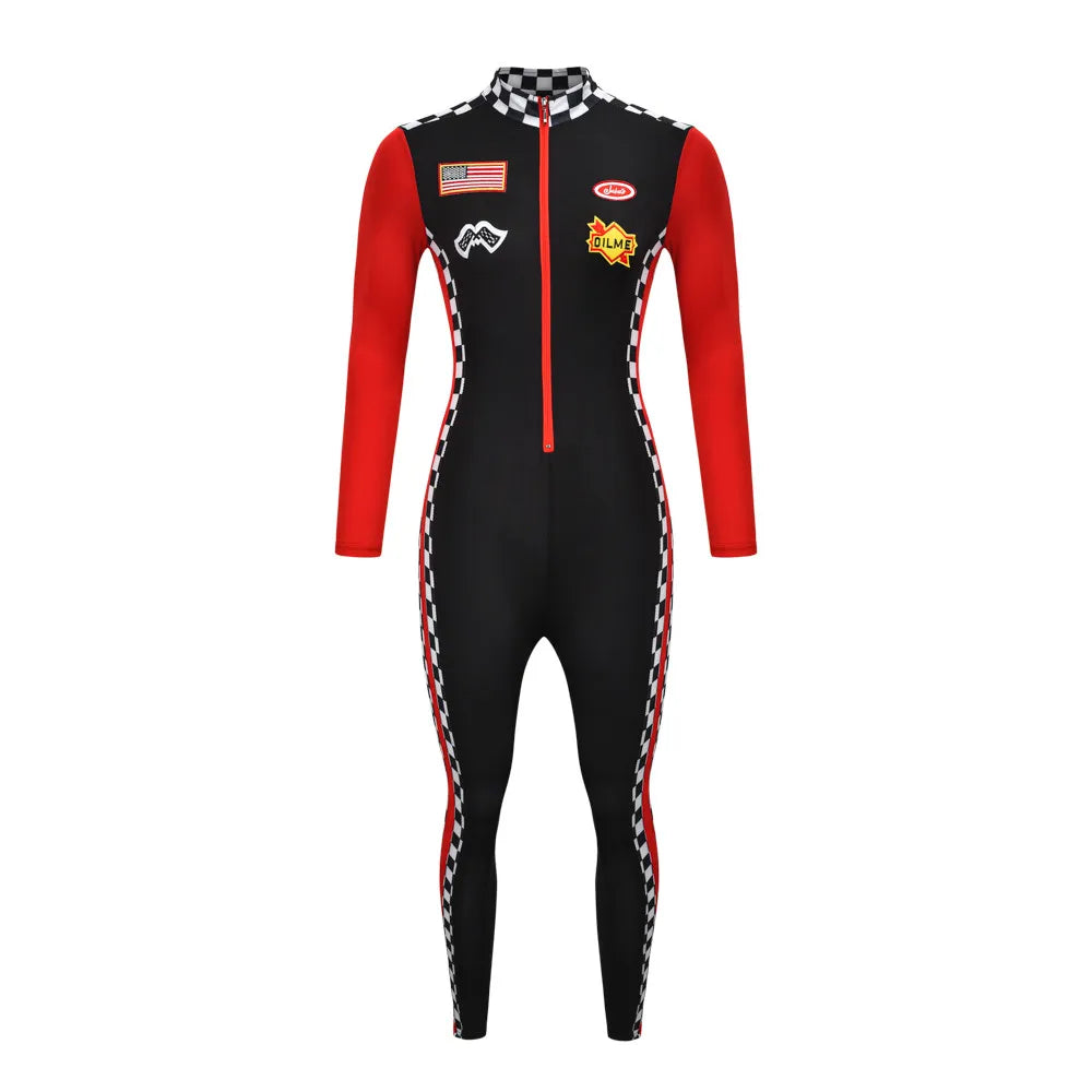 Sexy Lady Race Car Driver Costume Halloween Racing Girl Clubwear Zip Erotic Bodysuit Cosplay Carnival Fancy Party Dress Jumpsuit