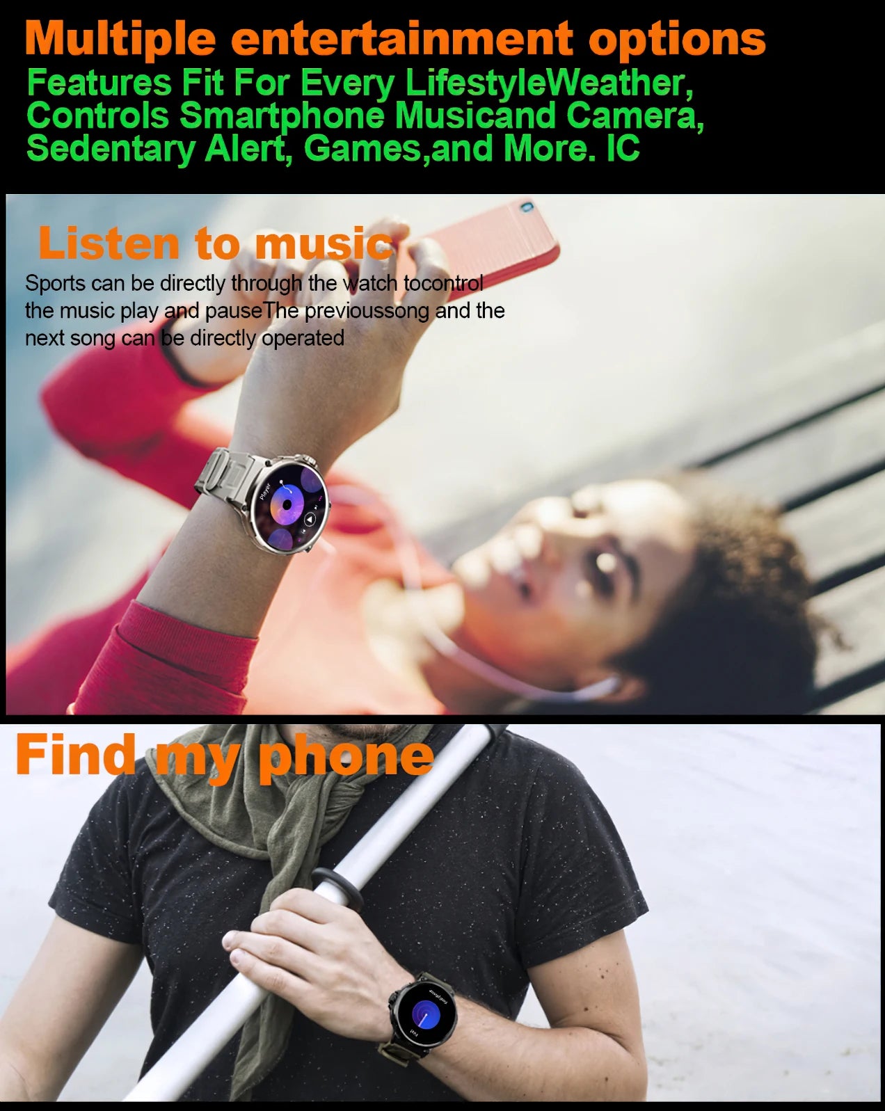 Reloj inteligente Ultra HD de 1,85 pulgadas para hombre, con GPS, pulsera deportiva para exteriores, batería grande de 710 mAh, reloj de seguimiento de actividad física para Android e iOS.