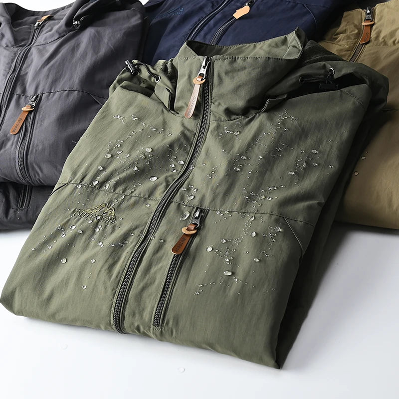 Chaqueta táctica cortavientos para hombre, impermeable, con capucha, para exteriores, deportiva, militar, talla europea, S-5XL, para escalada de campo, ropa fina