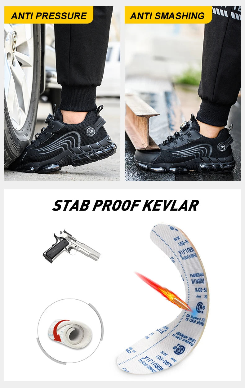 Small Size Rotary Buckle Work Safety Shoes For Men Air Soft Sole Lightweight Protective Work Sneakers Men and Women Shoes