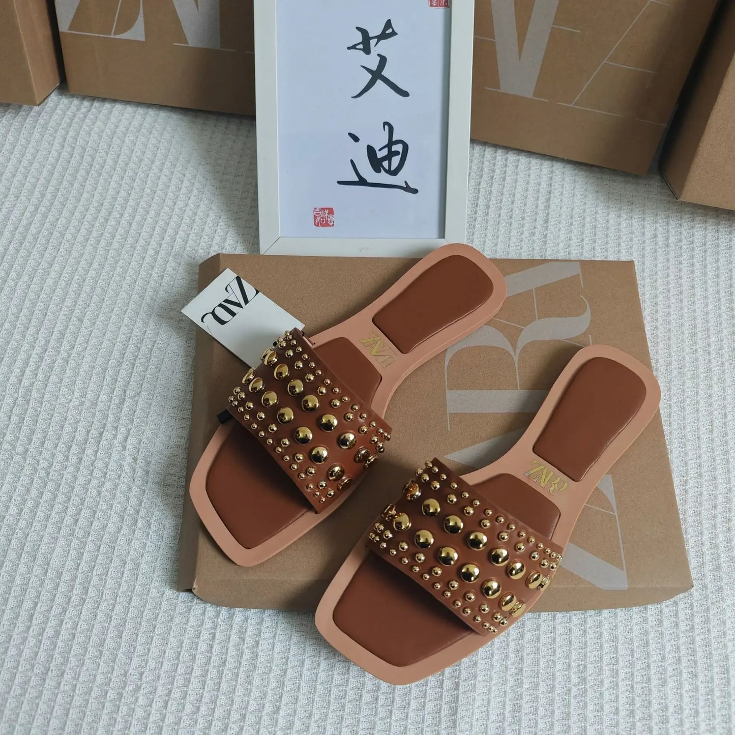 Sandalias planas para mujer de talla grande más vendidas, versión mejorada sintética ZAR, calzado informal cómodo y sin cordones.