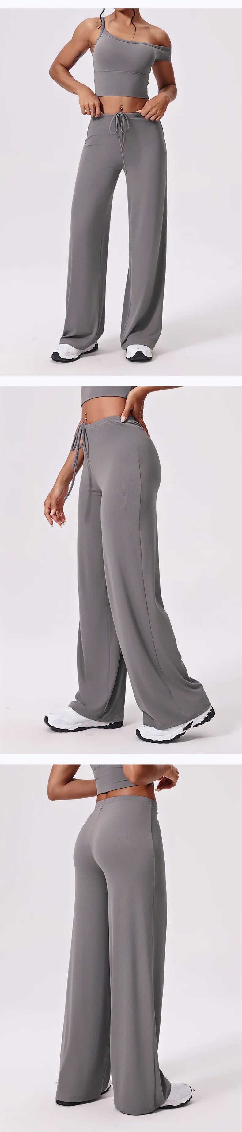 Pantalones de yoga deportivos, finos, transpirables, de pierna ancha, holgados, acampanados, para correr al aire libre, rectos, para mujer.