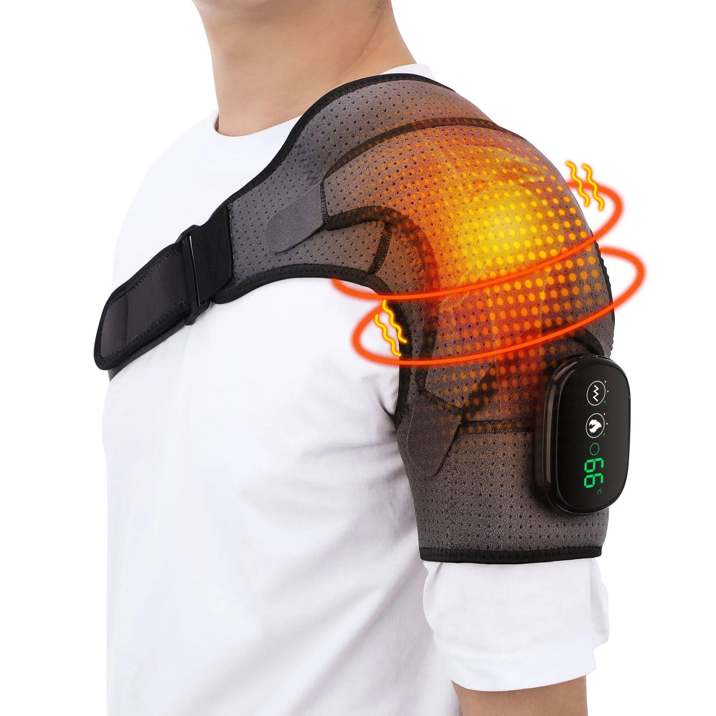Masajeador de hombros con calefacción eléctrica, soporte para espalda y hombros con calefacción, cinturón de masaje de hombros con calefacción ajustable para la relajación muscular del brazo.