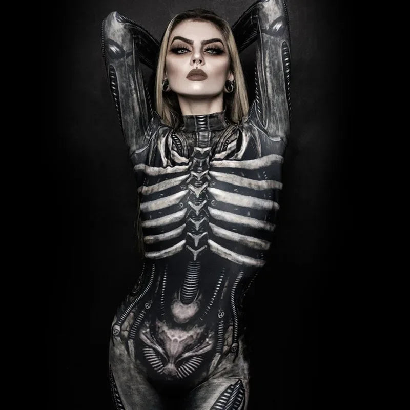 Halloween Devil Ghost Specter Jumpsuit Women Cosplay Skeleton Jumpsuits Carnival Party Performance Scary Costume