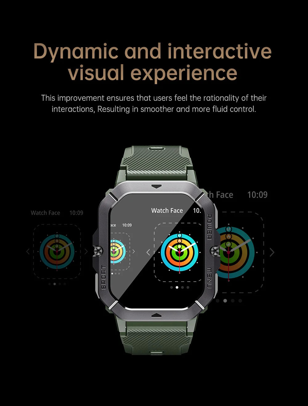 Reloj inteligente con Bluetooth de 2,02 pulgadas para hombre y mujer, batería de 410 mAh, resistente al agua hasta 1 ATM, monitor de ritmo cardíaco y salud, para deportes al aire libre
