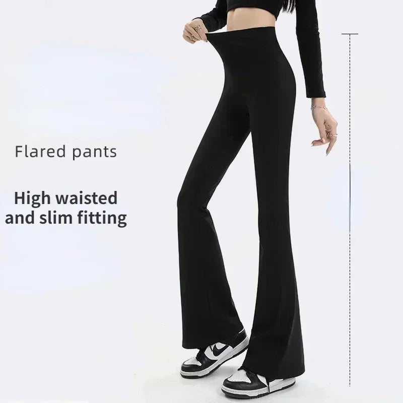 Pantalones de mujer, leggings acampanados, cintura alta, pernera ancha, pantalones de yoga, mallas deportivas sin costuras, para entrenamiento, gimnasio, ropa deportiva informal, adelgazantes.