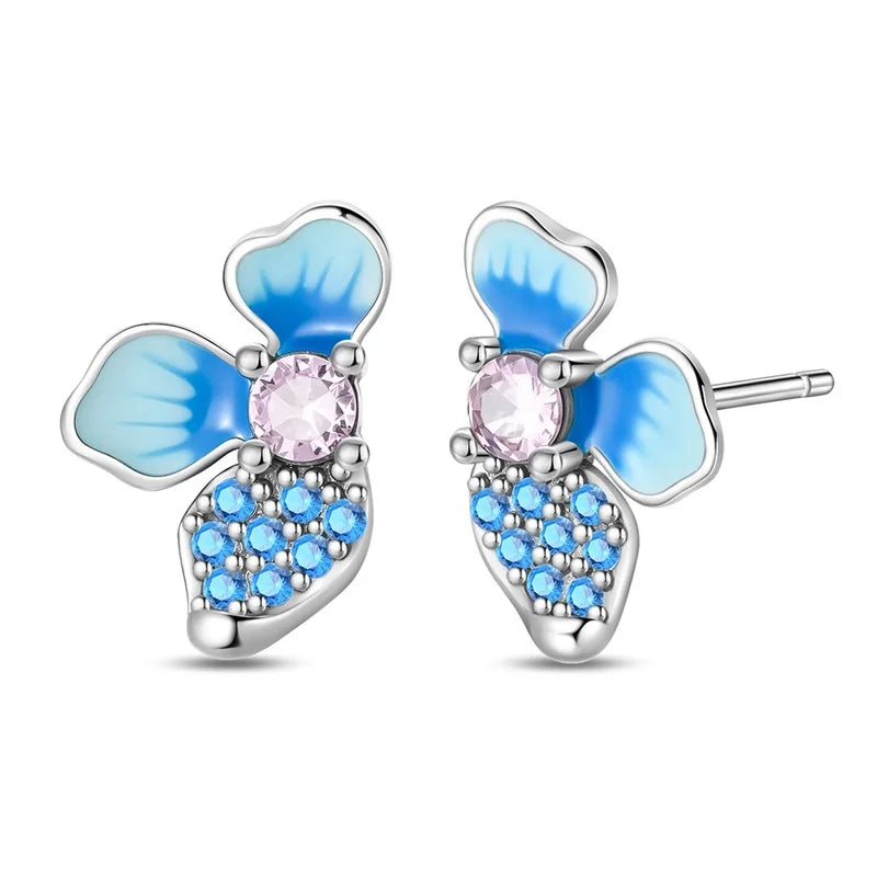 Pendientes de plata de ley 925 con diseño de mariposa, abeja, mariquita y flor de arcoíris para mujer, joyería de moda para fiestas de cumpleaños, regalos