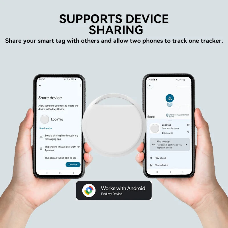 Rastreador GPS Bluetooth original de la marca RSH para teléfonos Android. Funciona con la aplicación Google Find My. Buscador de llaves para mascotas para Xiaomi y Samsung Pixel.