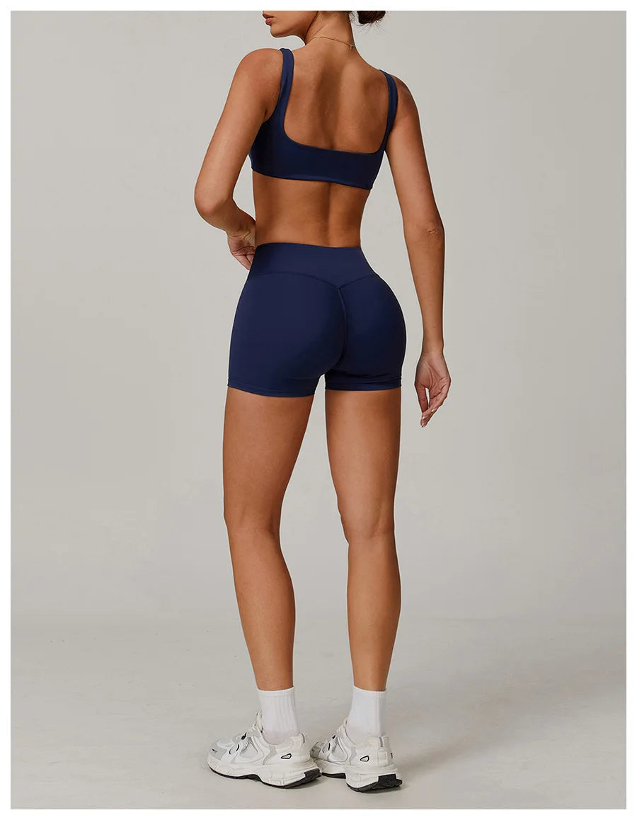 Nuevo conjunto de yoga para mujer, ropa deportiva para gimnasio, sujetador deportivo y pantalones cortos, conjuntos de leggings, atuendos de sensación desnuda, ropa deportiva femenina, chándal