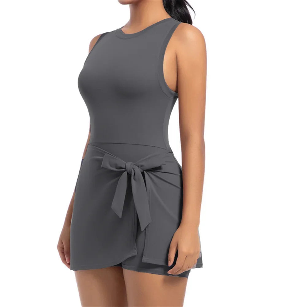 Conjunto de chándal de yoga sin relleno para mujer, mono de una pieza, falda de entrenamiento, mono, ropa deportiva para gimnasio, ropa de entrenamiento para mujer