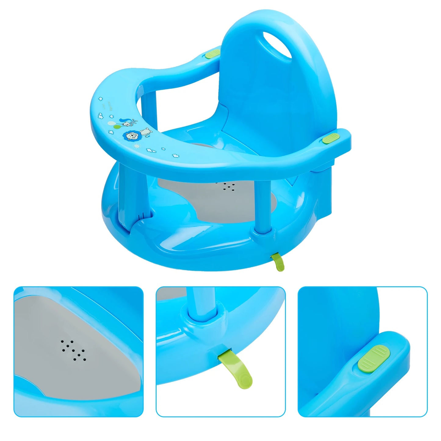 Asiento de baño plegable para bebé, asiento de bañera para bebés y niños pequeños, silla de seguridad para baby shower con ventosas.