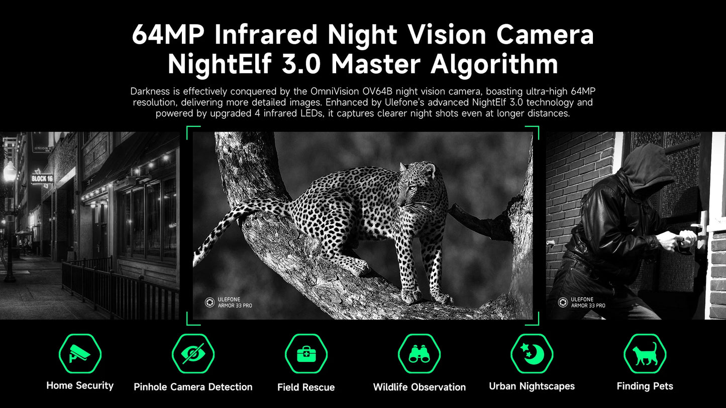 【Estreno mundial】Ulefone Armor 33 Pro 5G Teléfono resistente con batería de 25500 mAh, 512 GB de ROM, pantalla trasera de 6,59" y 3,4" a 120 Hz, NFC y Android.