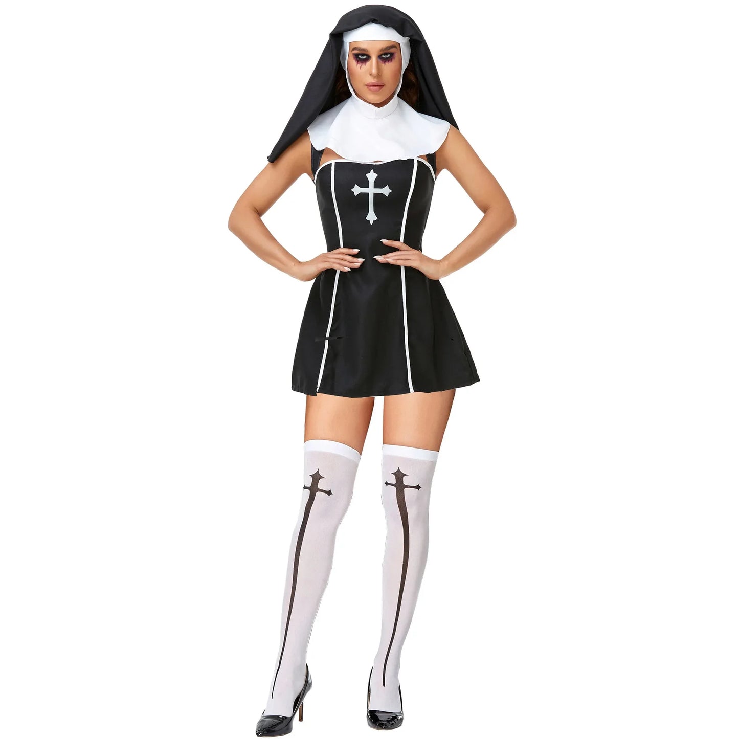 Easter Halloween Cosplay Party Costume Adult Sexy Nun Role Play Stage Fancy Party Dress
