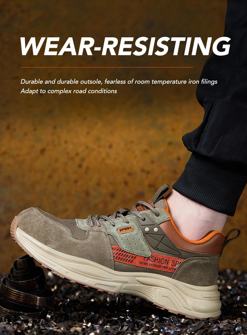 Zapato de trabajo antiperforación para hombre, zapatillas de trabajo de seguridad transpirables con puntera de acero, zapatos indestructibles, botas de trabajo transpirables.