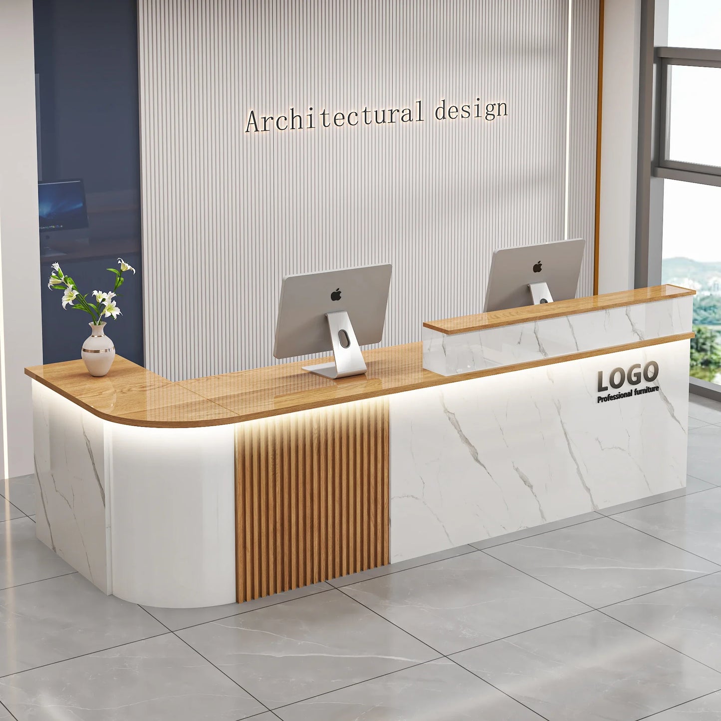 Mostrador de bar de oficina profesional, diseño de belleza de lujo simple, mostrador de recepción, salón moderno, Bancone Bar Lusso, muebles comerciales