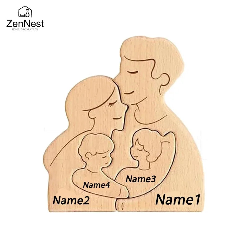 Decoraciones de madera con nombre personalizado, rompecabezas personalizados, decoraciones cálidas para el hogar, regalos cálidos para el Día de la Madre y el Día del Padre.