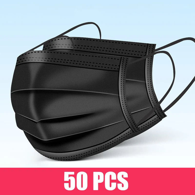 Mascarillas quirúrgicas desechables de 10 a 200 unidades, mascarillas faciales médicas de 3 capas con filtro, antipolvo, transpirables, con elásticos para las orejas, mascarillas bucales para adultos.