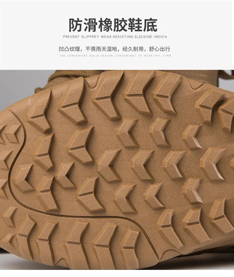 2024Men's Boots Outdoor Tactical mid-waist Boot Men's Hiking Shoes Non-slip Desert Combat Boots Men's Solid Color Snow Boots New