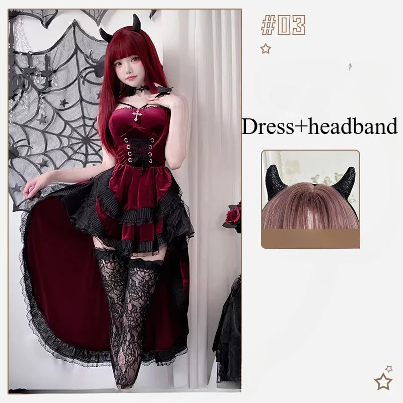 European and American Diablo Gothic Halloween Costume Ladies Dress Dovetail Witch Vampire Bride Performance Costume