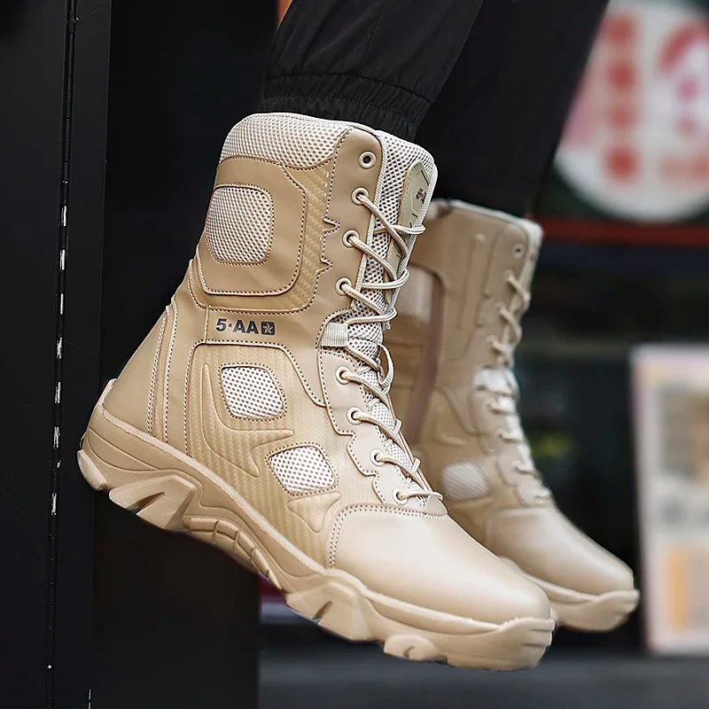 Botas tácticas para hombre, nuevas, de invierno, para combate, hasta el tobillo, antideslizantes, para trabajo, seguridad, botas militares, impermeables, para motocicleta.