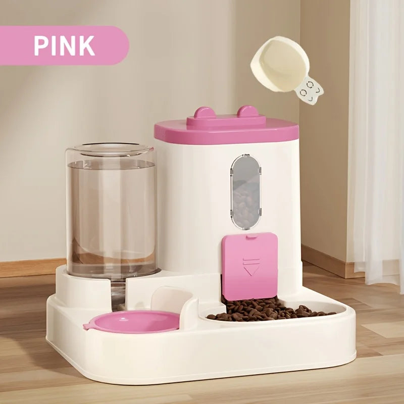 Dispensador de comida para gatos 2 en 1, agua y comida integrados, totalmente automático, dispensador de comida y agua para gatos, bonito dispensador de agua.
