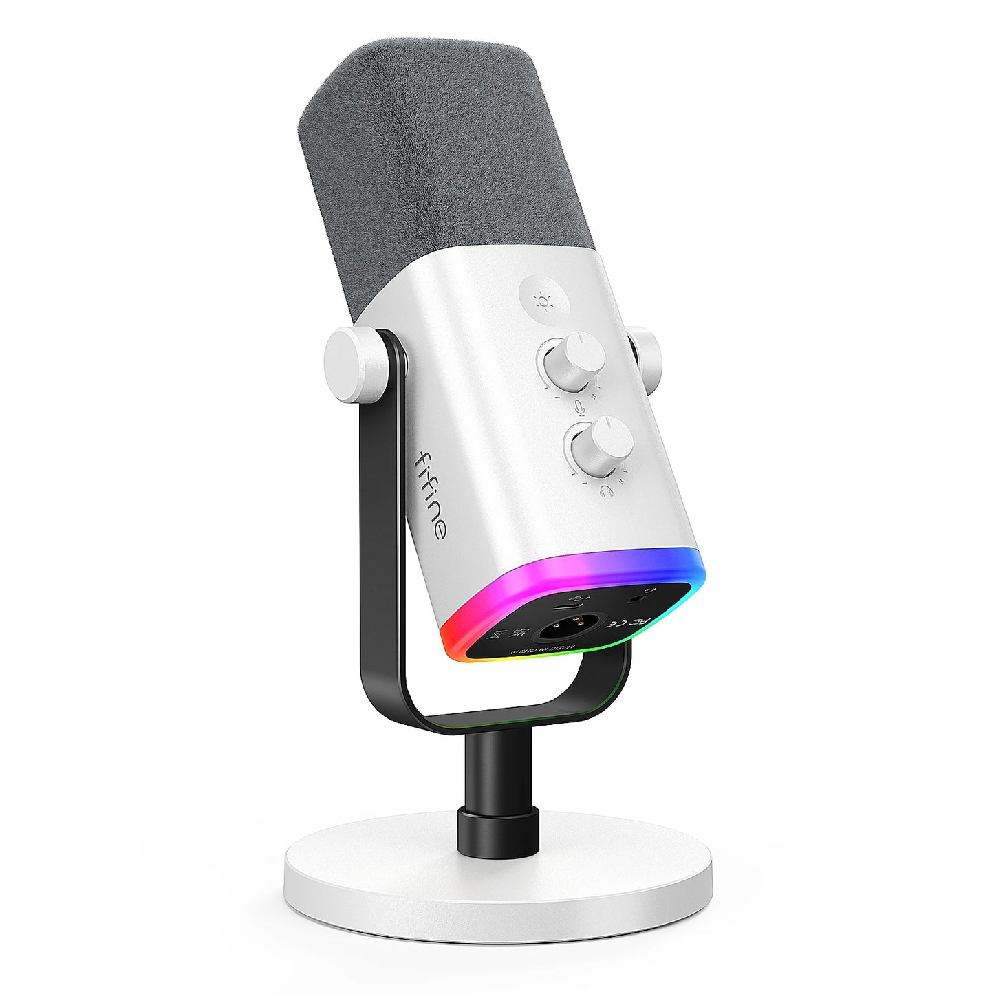 Micrófono dinámico FIFINE USB/XLR con botón de silencio táctil, conector para auriculares, controles de E/S, para mezclador de PC PS5/4, micrófono para juegos Ampligame AM8