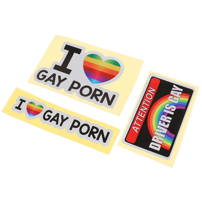 1 pieza de pegatinas reflectantes para coche con texto "I LOVE GAY PORN", pegatinas divertidas para el coche.