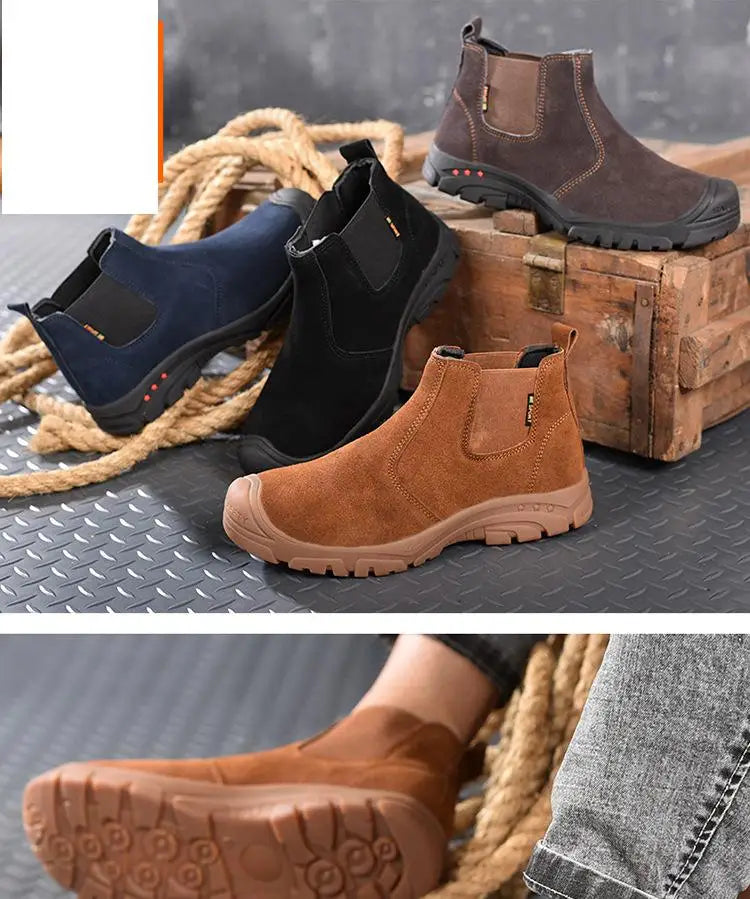 Anti Smashing And Anti Piercing Suede Safety Shoes Men's Steel Toe Cap Protection Work Shoes Fashion Scarpe Antinfortunistiche