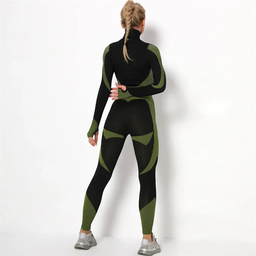 Conjunto de 3 piezas de yoga sin costuras, chaleco deportivo de fitness, pantalones de cintura alta que levantan la cadera, ropa de entrenamiento, conjunto de leggings de gimnasio para mujer