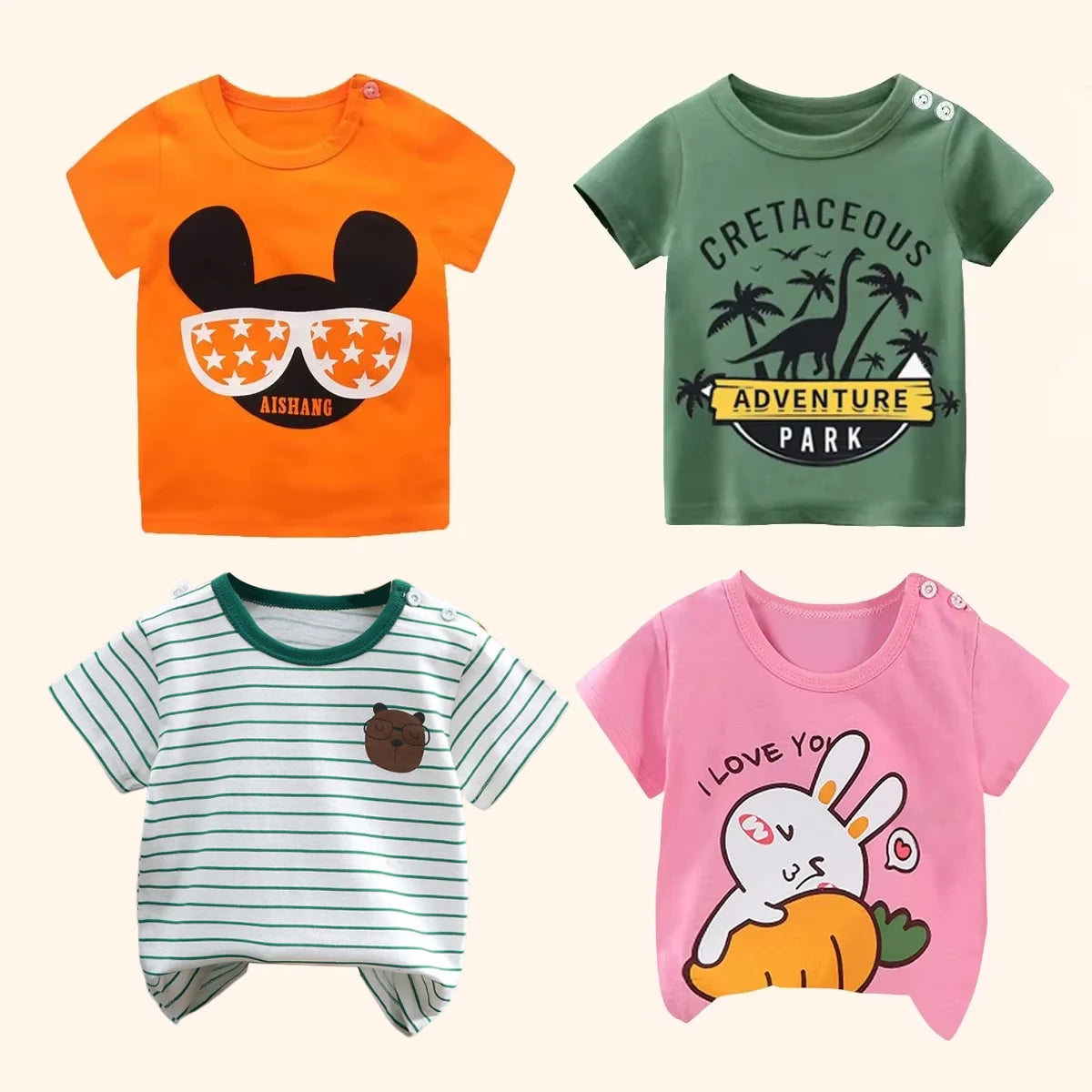 Ropa para niños, camisetas, ropa para niños, camisetas de verano para niños y niñas, camisetas de dibujos animados, ropa de manga corta, 100 % algodón, ropa para bebés