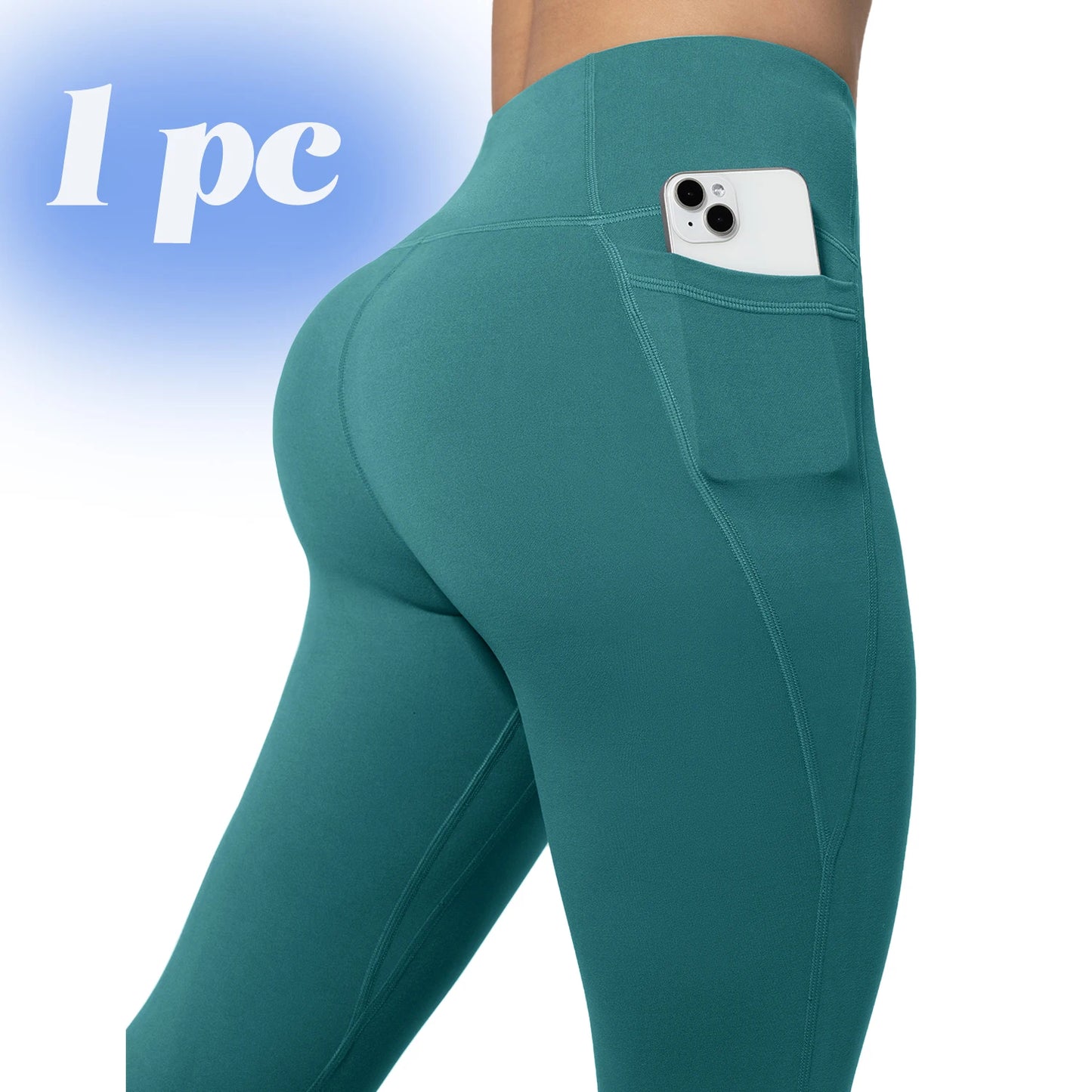 Leggings de yoga para mujer, 2 unidades, con bolsillos, color liso, para gimnasio, actividades al aire libre, cintura alta, ajustados, pantalones deportivos para correr.