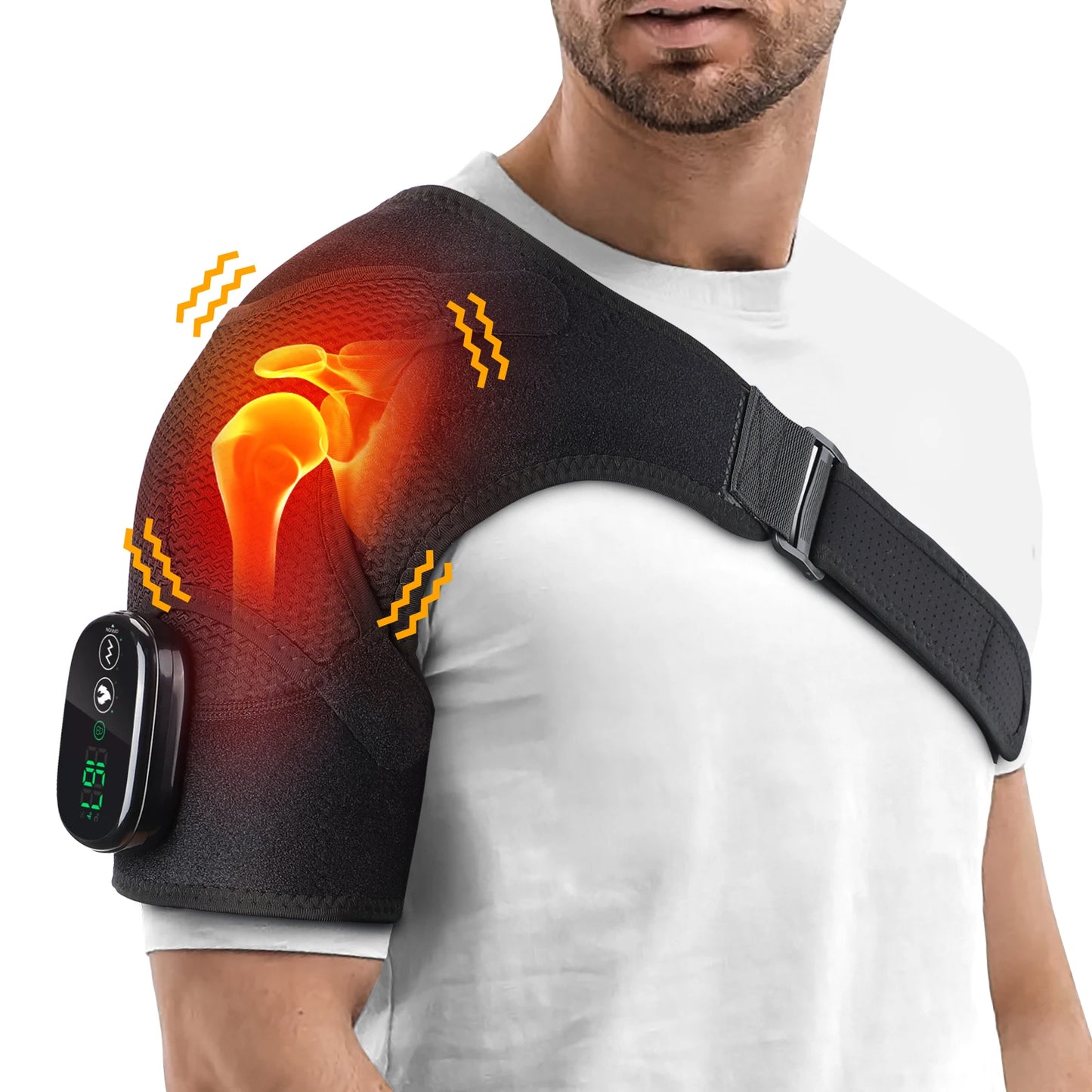 Masajeador de hombros con calefacción eléctrica, soporte para espalda y hombros con calefacción, cinturón de masaje de hombros con calefacción ajustable para la relajación muscular del brazo.