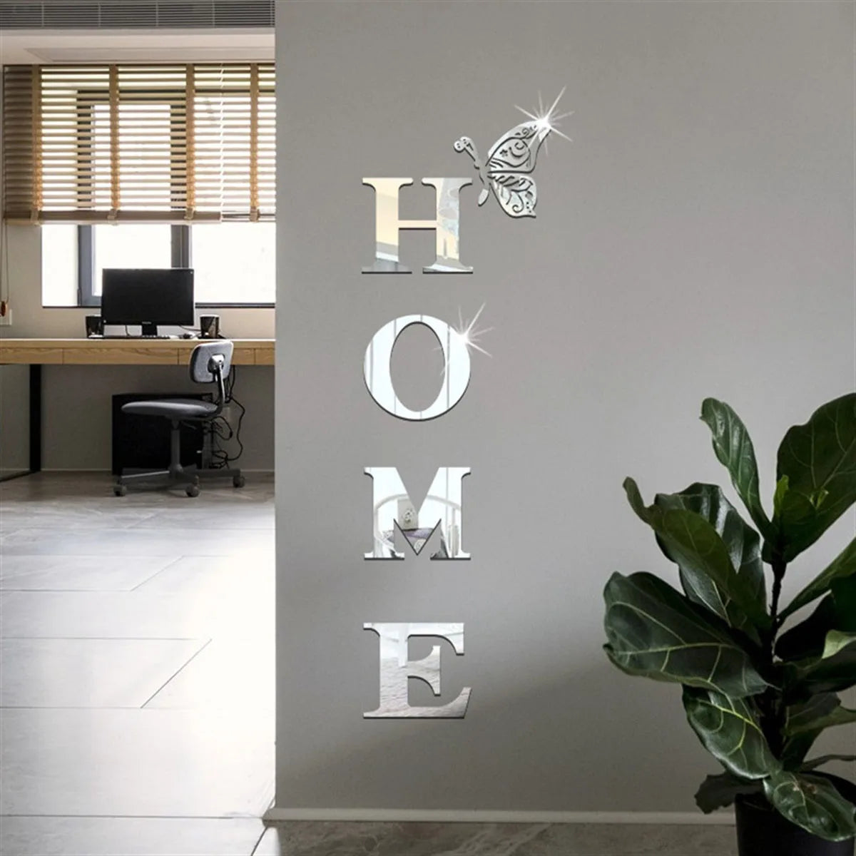 INICIO Inicio Logotipo 3D Espejo Adhesivo de Pared, Decoración de Entrada, Decoración del Hogar