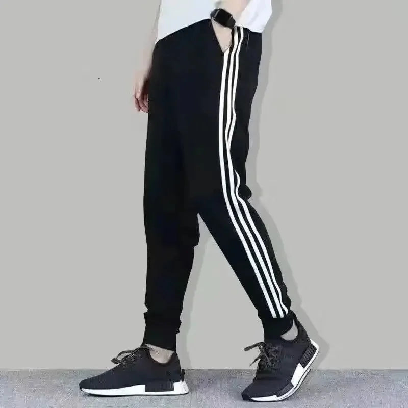Conjunto de ropa deportiva informal para hombre, primavera y otoño, cárdigan abierto de tres rayas finas, sudadera con capucha y pantalones, conjunto ligero para hombre