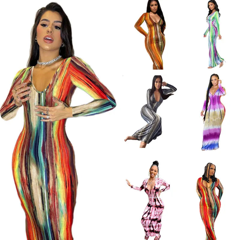Sexy Print Maxi Dresses Ladies Elegant Bodycon Women Dress Vintage Robe Femme Party Bandage Long Dress Woman Clothes Vestidos