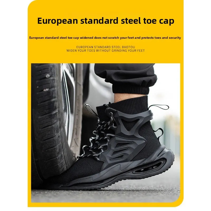 Tall Men's Anti Smashing and Anti Piercing Steel Toe Protective Safety Shoes Lightweight and Breathable Wear Resistant Durable
